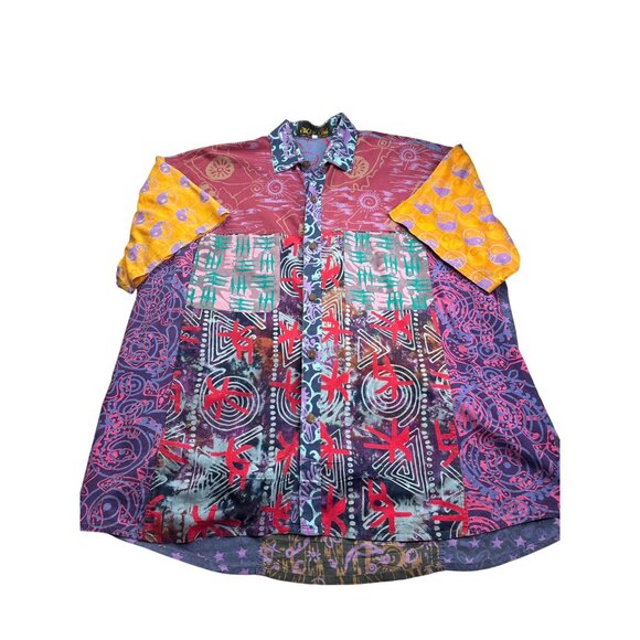 Vintage Pacific Line Mens Button Front Hawaiian Shirt XL Mixed Patterns Cotton - Picture 1 of 5